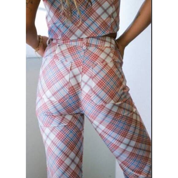 Rolla's Plaid Bootcut Pants •Women M/ 10• High Rise Pomegranate Casual Rollas - Picture 4 of 16